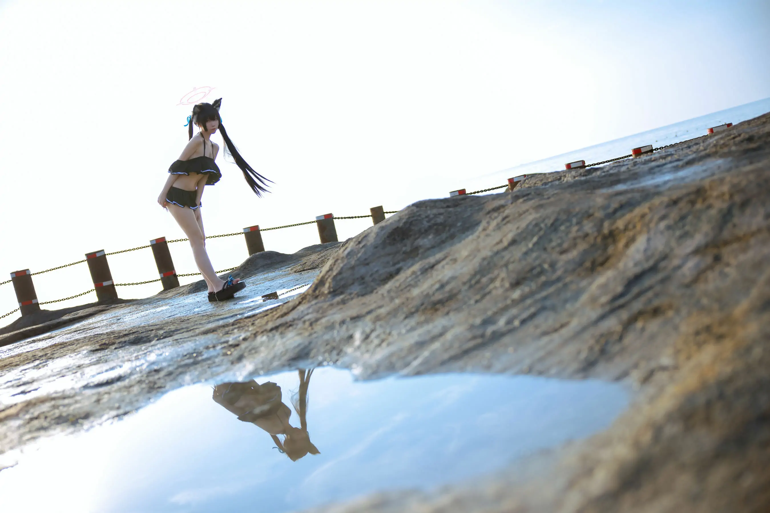 [福利COS] 动漫博主G44不会受伤 – 碧蓝档案 黑見芹香 海边泳装
