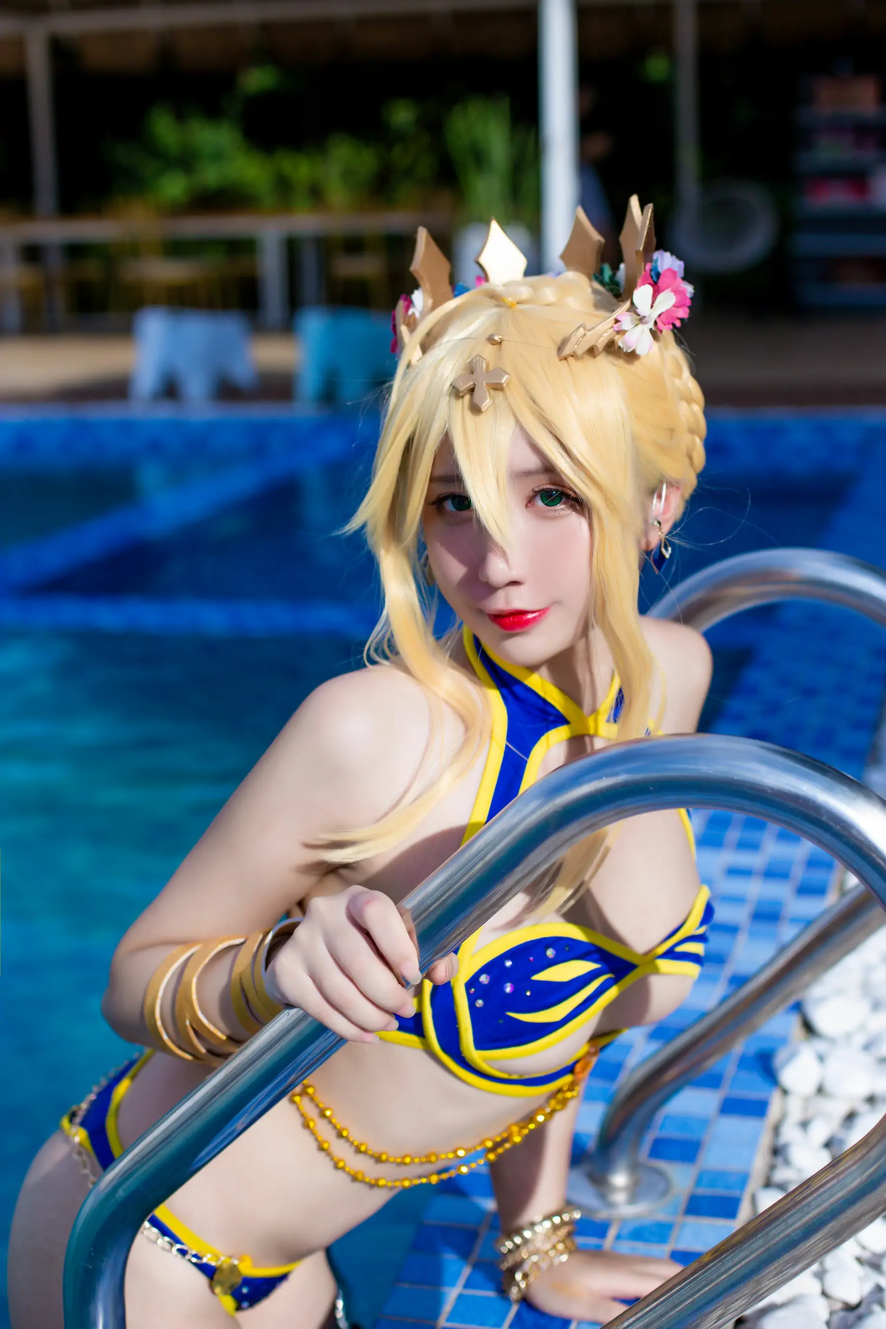 [福利COS] 动漫博主九曲Jean – 白枪呆同人泳装