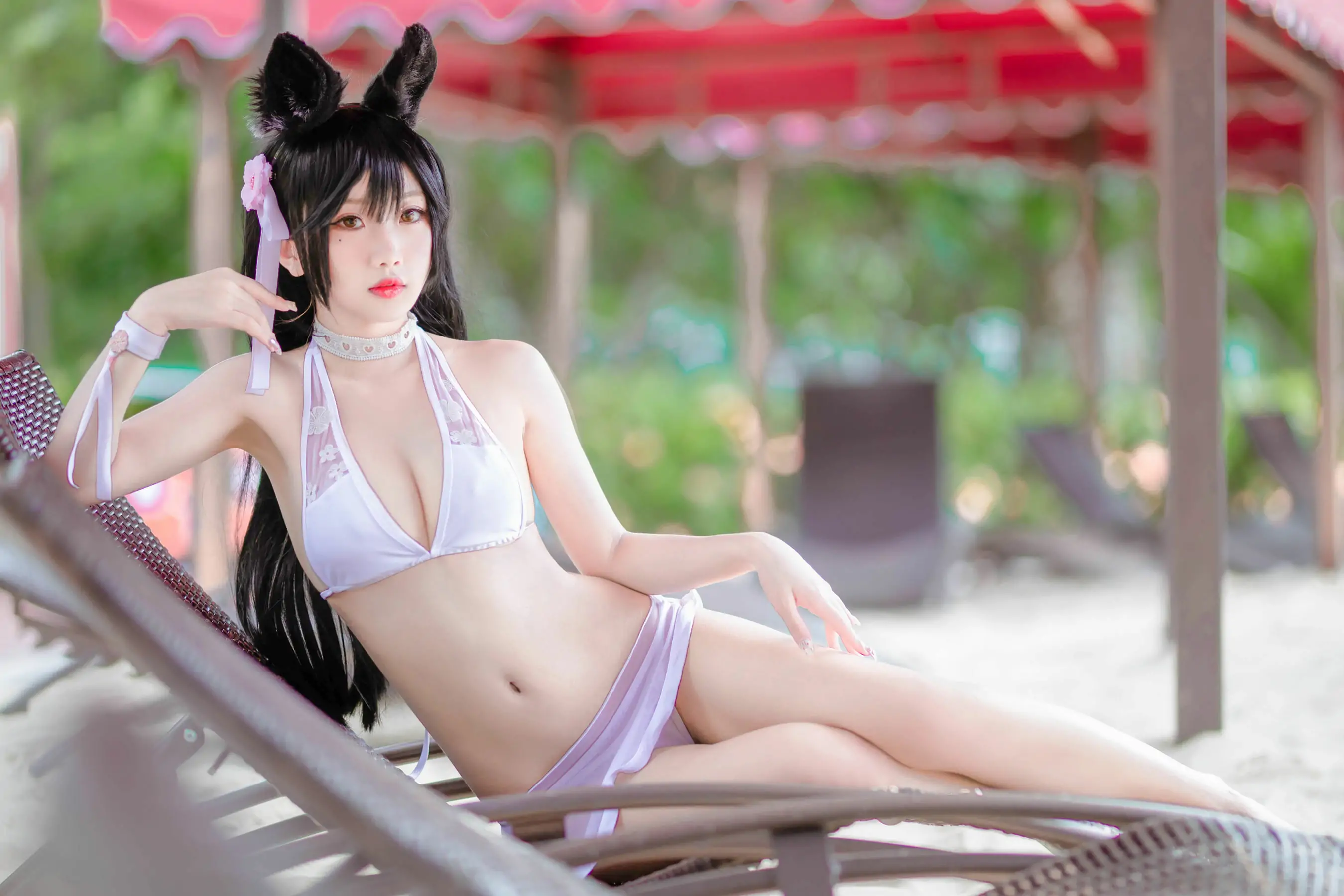 [萝莉COS] 鬼畜瑶 – 泳装猫女外拍